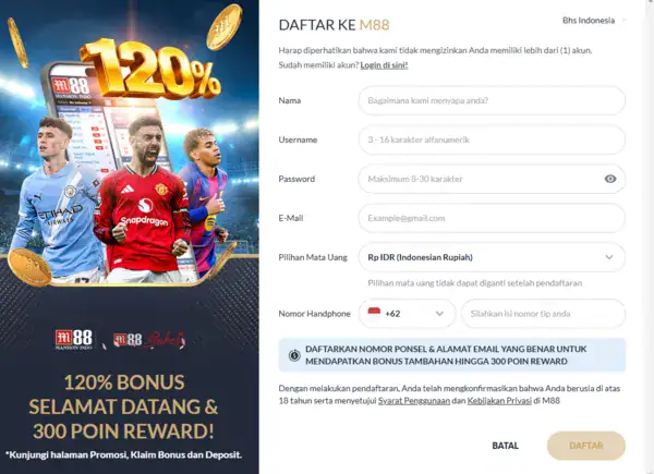 cara login m88